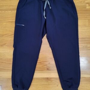 FIGS Zamora Jogger Scrub Pants XL Navy Drawstring Zip Pocket